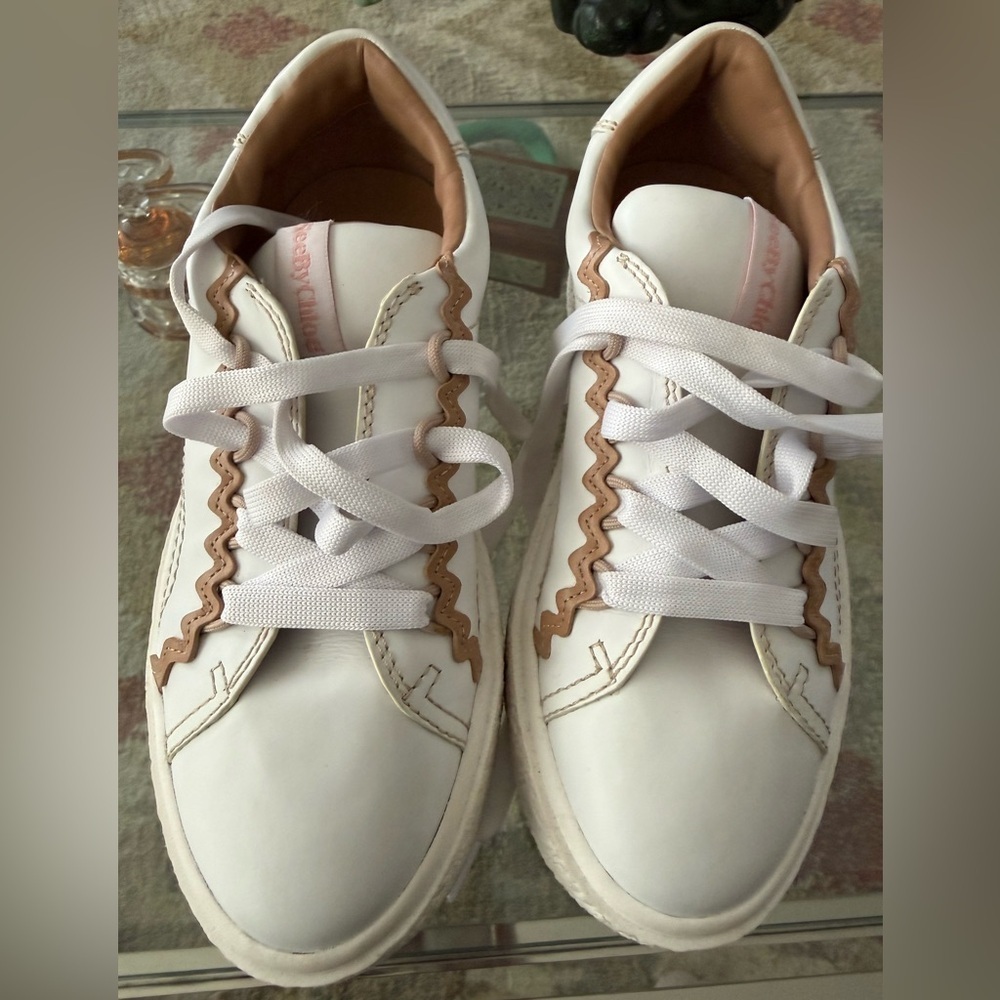 See By Chloe Sevy Shoes Womens 36, White Leather Low Top Sneakers Sevy Calfskin